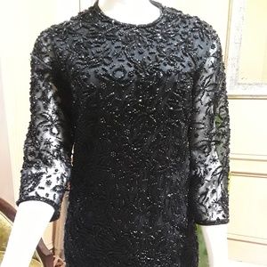 Gorgeous Elsie Tu Black Beaded Dress/Wedding  XS
